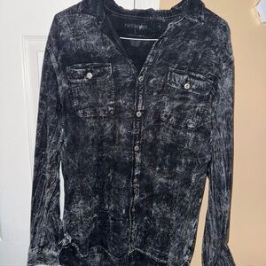 Men’s Black Acid Wash Dress Shirt